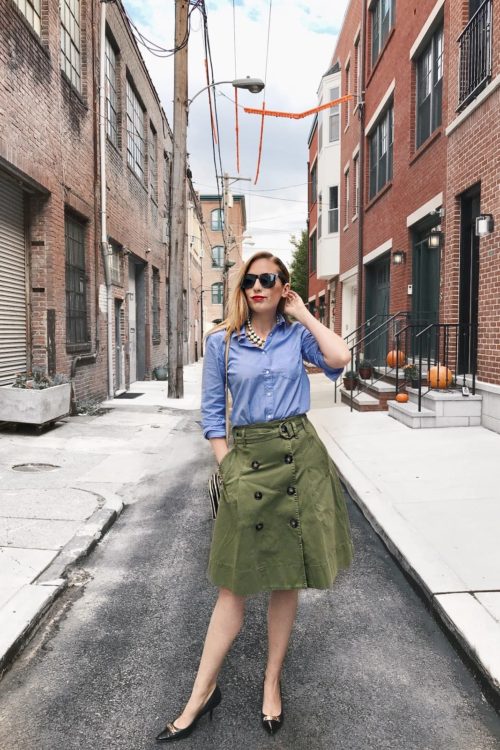 Pleated Skirt + Chambray