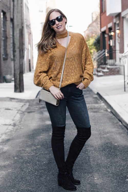 Mustard Choker Sweater + OTN Boots