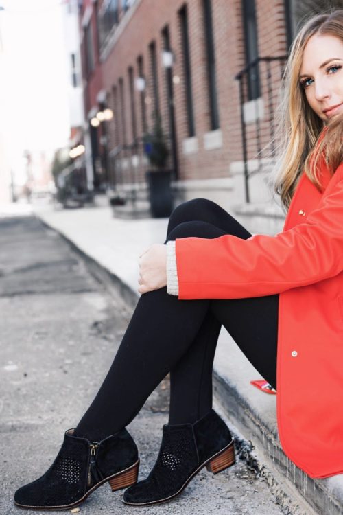 Red Coat + Booties