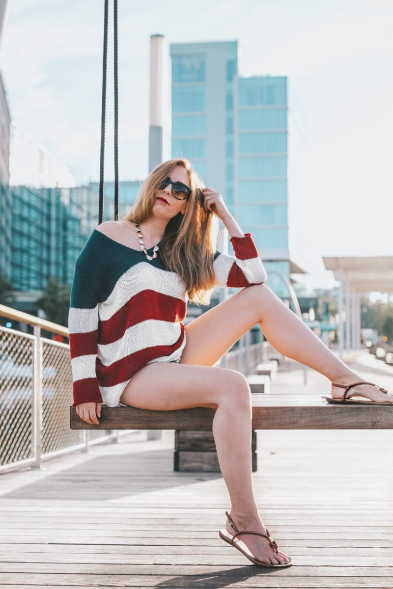 Americana Sweater + Jean Shorts