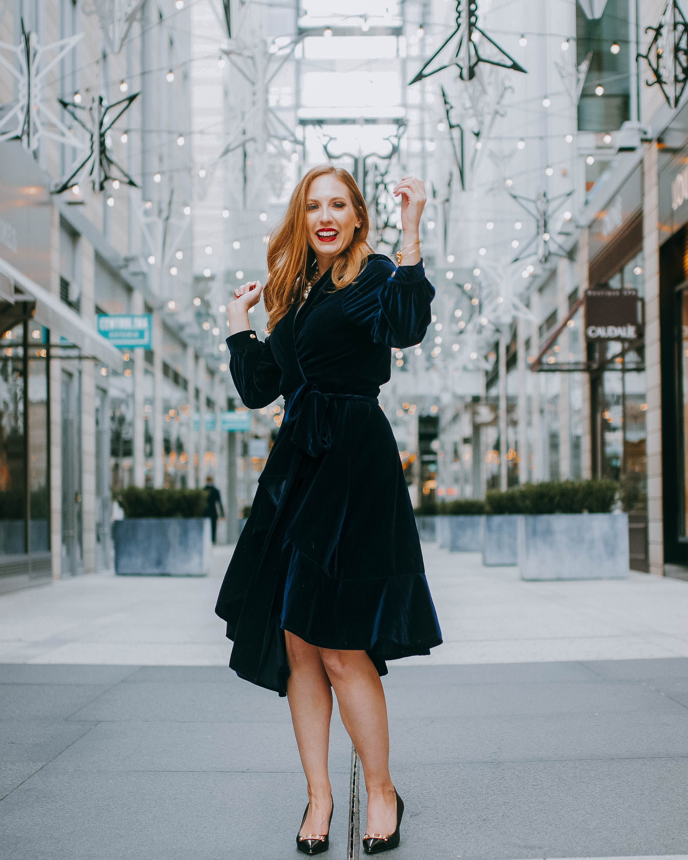 blue velvet dress