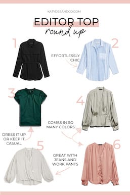 6 business casual tops for work collage